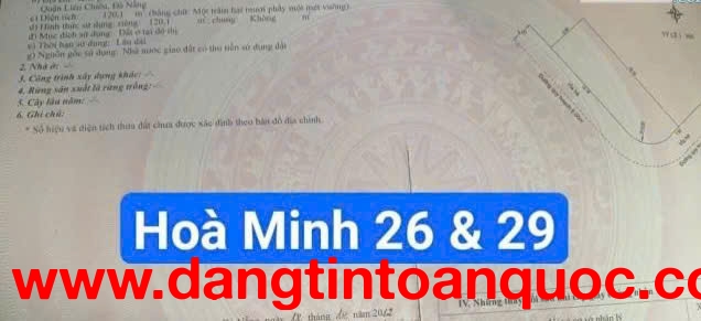Bán đất lô góc 2MT đường Hòa Minh 26 & Hòa Minh 29 -View quỹ đất TTTM