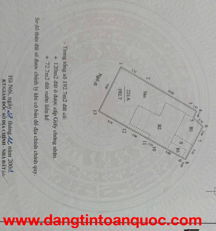 Bán nr tại bạch mai giá thỏa thuận 200m2 trước mặt 10m ngõ rộng 3m