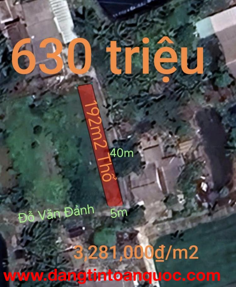 Bán lô đất thổ cất nhà vườn giá 630 triệu