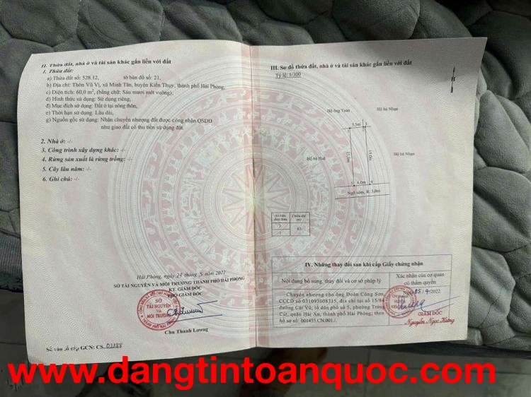 Bán lô đất Vũ Vị – Minh Tân – Kiến Thụy  60m², ngõ ô tô, gần chợ & ga Minh Tân  ZALO 0567 222 55