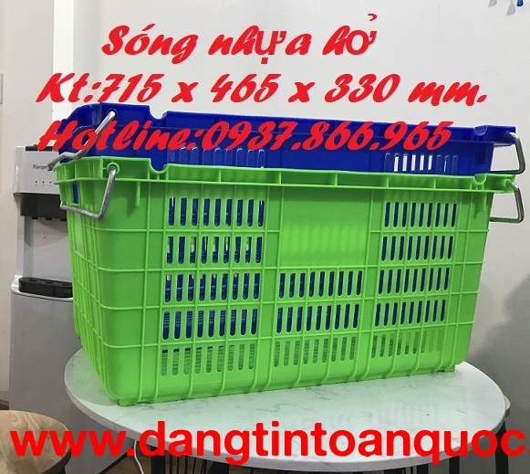 Sọt có quai, sóng nhựa hở, sọt đựng thực phẩm, sóng nhựa đựng kho lạnh