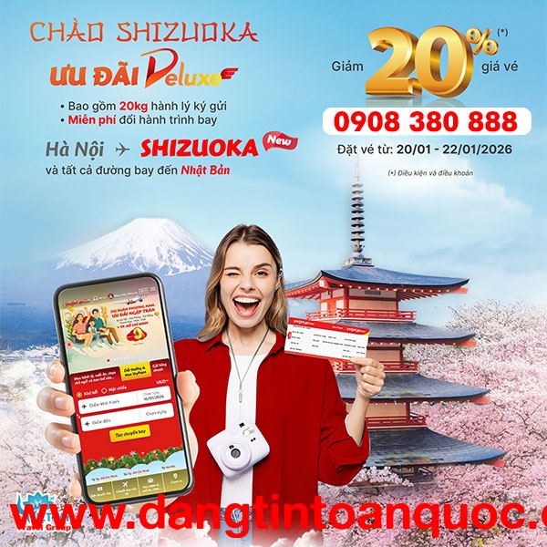 Vietjet ưu đãi vé hạng thương gia đi Shizuoka