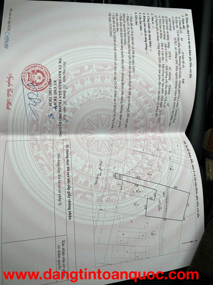 BÁN LÔ ĐẤT MẶT ĐƯỜNG CHÍNH  HÀ KHẨU PHƯỜNG TUẦN CHÂU, TỈNH QUẢNG NINH