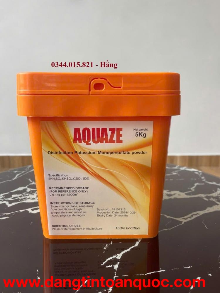 Aquaze sát trùng, diệt khuẩn an toàn ao nuôi, Potasium Monopersulfate