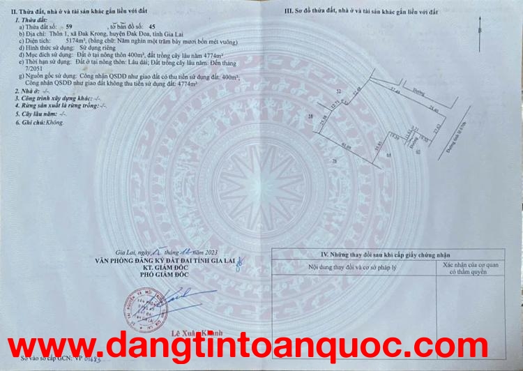 ĐẤT CHÍNH CHỦ - GIÁ TỐT CẦN BÁN NHANH LÔ ĐẤT tại huyện Đăk Đoa tỉnh Gia Lai