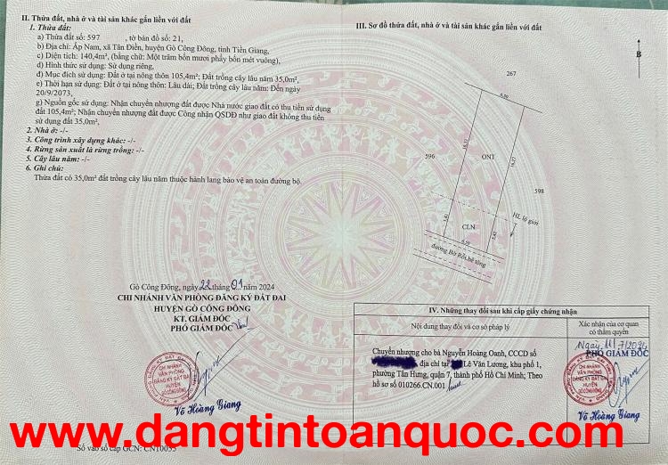 ĐẤT ĐẸP – GIÁ TỐT  – CHÍNH CHỦ CẦN BÁN tại ấp Nam, Tần Điền, Gò Công Đông, Tiền Giang