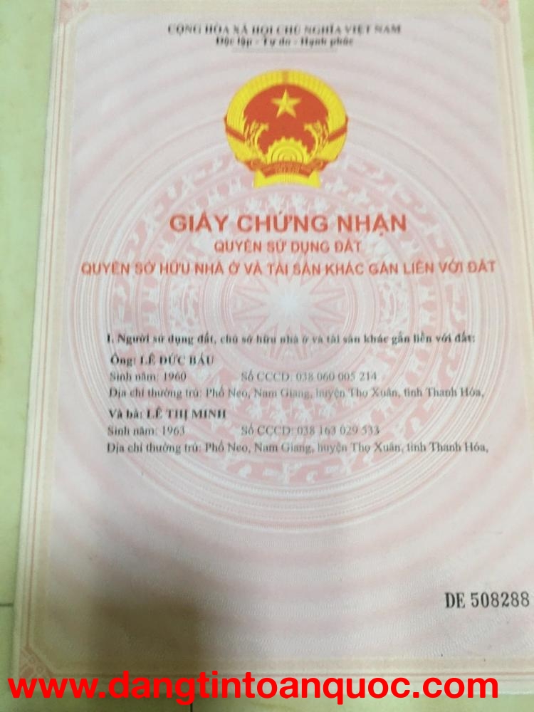 ĐẤT ĐẸP – GIÁ ĐẦU TƯ  - CẦN BÁN LÔ ĐẤT mặt đường QL 47B xã Thọ vực, huyện Triệu Sơn cũ, thanh hóa