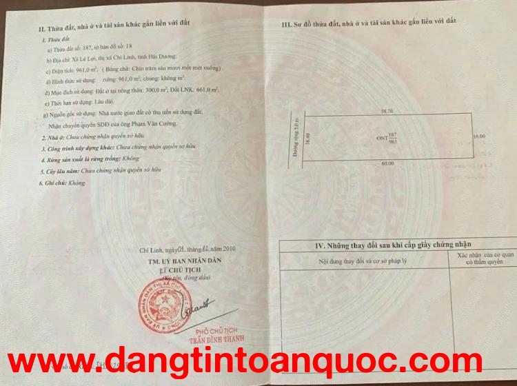 CẦN BÁN NHANH LÔ ĐẤT ĐƯỜNG LÊ LỢI PHƯỜNG TRẦN HƯNG ĐẠO - CHÍ LINH - TP HẢI PHÒNG