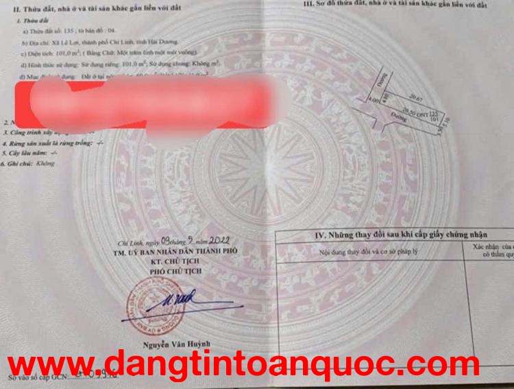 BÁN LÔ ĐẤT LÊ LỢI PHƯỜNG TRẦN HƯNG ĐẠO - CHÍ LINH - THÀNH PHỐ HẢI PHÒNG