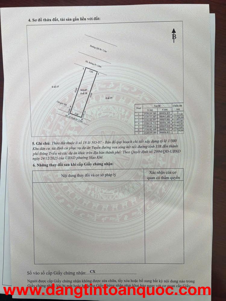 CHÍNH CHỦ CẦN BÁN LÔ ĐẤT TẠI KHU TÁI ĐỊNH CƯ VĨNH TUY 2 - P. MẠO KHÊ - ĐÔNG TRIỀU - QUẢNG NINH.
