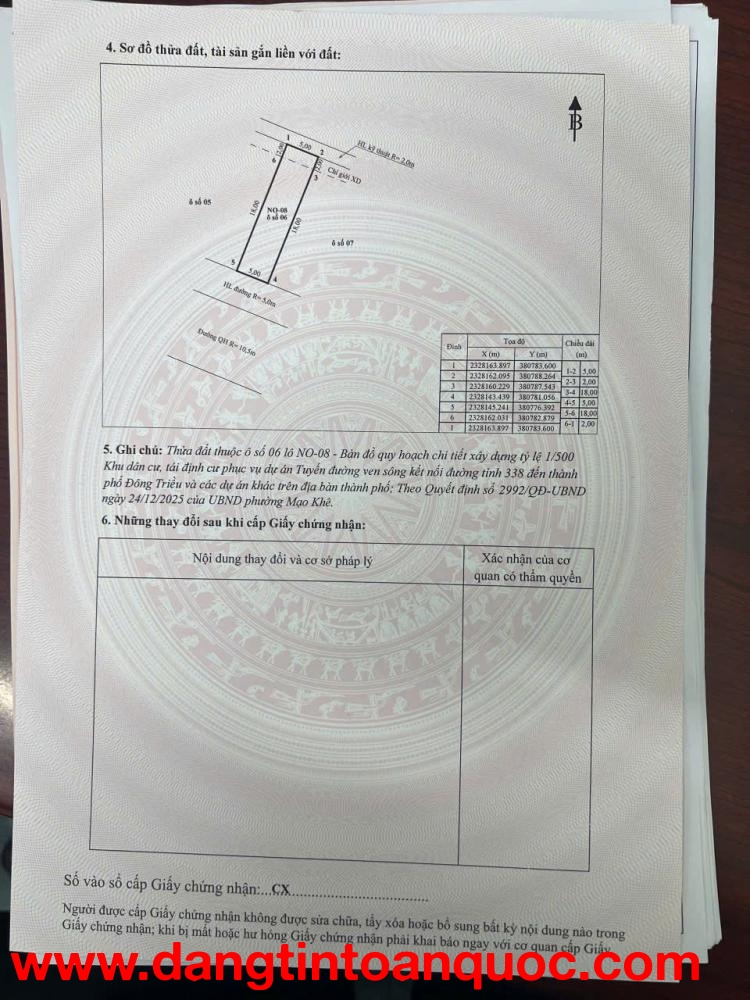 CẦN BÁN LÔ ĐẤT TẠI KHU TÁI ĐỊNH CƯ VĨNH TUY 2 - P. MẠO KHÊ - ĐÔNG TRIỀU - QUẢNG NINH.