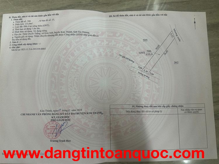 ĐẤT ĐẸP - GIÁ TỐT CẦN BÁN NHANH LÔ ĐẤT TIỀM NĂNG TẠI huyện Kim Thành tỉnh Hải Dương