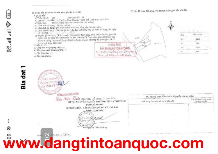 ĐẤT CHÍNH CHỦ - GIÁ TỐT CẦN BÁN NHANH LÔ ĐẤT VỊ TRÍ ĐẮC ĐỊA tại TP. Vĩnh Yên tỉnh Vĩnh Phúc