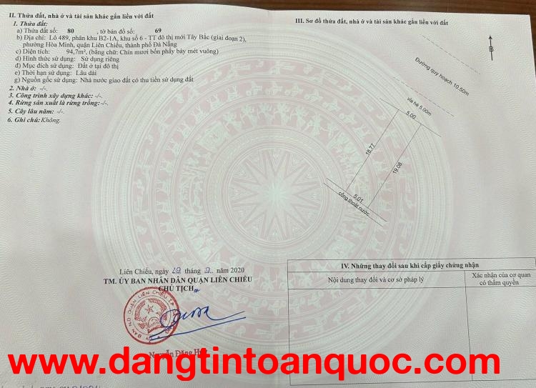 ????BÁN ĐẤT MẶT TIỀN TRẦN TRIỆU LUẬT – ĐƯỜNG 10,5M-TRỤC ĐƯỜNG KINH DOANH