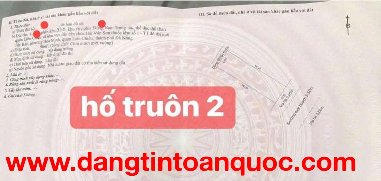 Bán nhanh đất mặt tiền đường Hố Truông 2, Hòa Minh, Đà Nẵng.