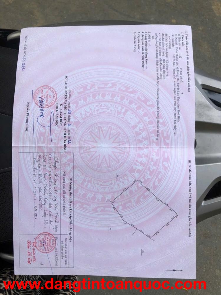 BÁN ĐẤT CHÍNH CHỦ – SỔ ĐỎ RIÊNG TẠI LẠC THUỶ - HOÀ BÌNH