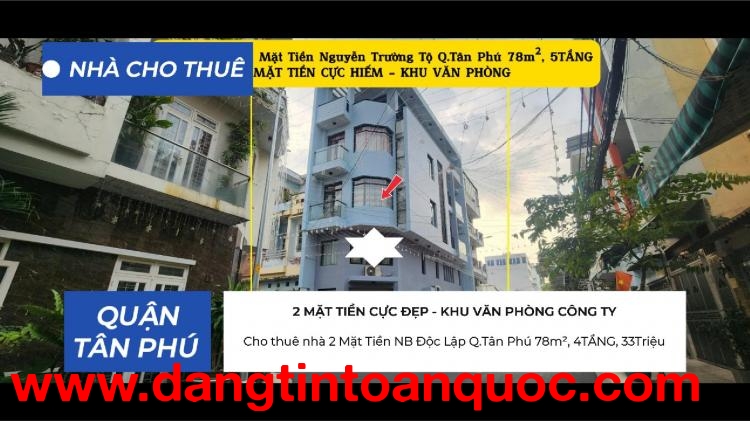 Cho thuê nhà 2 Mặt Tiền NB Độc Lập Q.Tân Phú 78m², 5TẦNG, 35Triệu