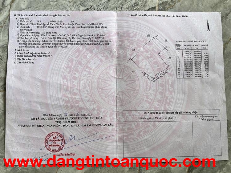 Sở Hữu Ngay Lô Đất Vị Trí Đẹp Tại Tân Lập, Cam Phước Tây, Cam Lâm, Khánh Hoà