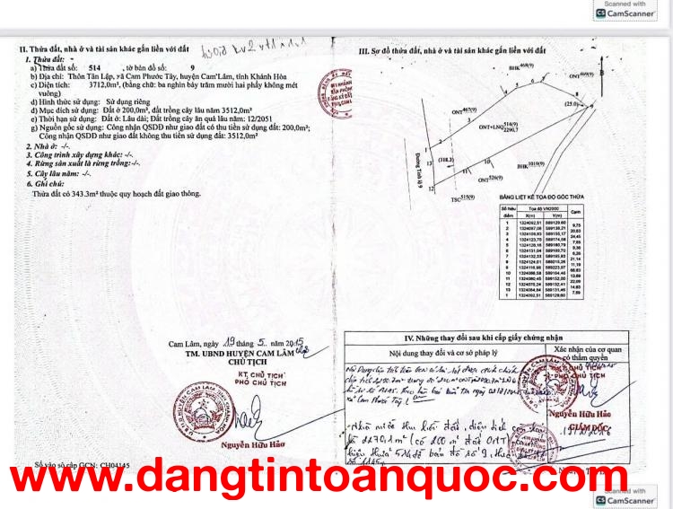 ĐẦU TƯ SINH LỜI - Bán Đất Mặt Tiền Đường Tỉnh Lộ 9, Cam Phước Tây, Cam Lâm, Khánh Hoà