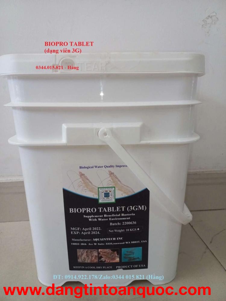 Men vi sinh viên Biopro Tablet viên 3G, xử lý đáy và nước ao nuôi, giảm khí độc