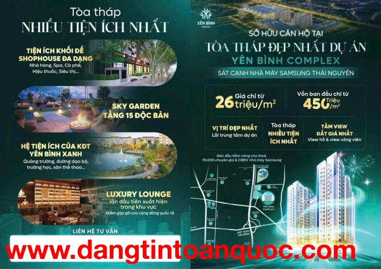 ???? ĐẦU TƯ CĂN HỘ YÊN BÌNH COMPLEX – DÒNG TIỀN CHO THUÊ ỔN ĐỊNH HÀNG THÁNG ????