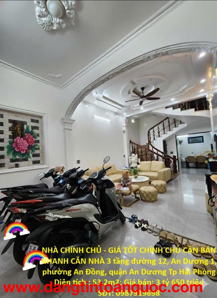 NHÀ CHÍNH CHỦ - GIÁ TỐT CHÍNH CHỦ CẦN BÁN NHANH CĂN NHÀ 3 tầng phường An Đồng, tp Hải Phòng