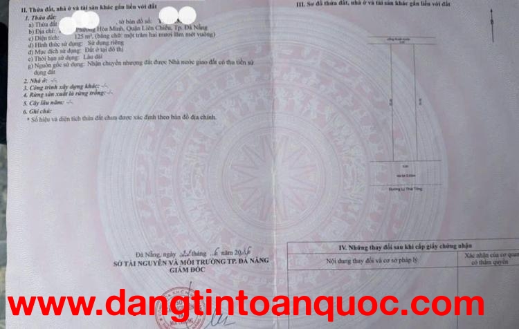 Bán đất mặt tiền đường 15,5m Lý Thái Tông - Gần biển