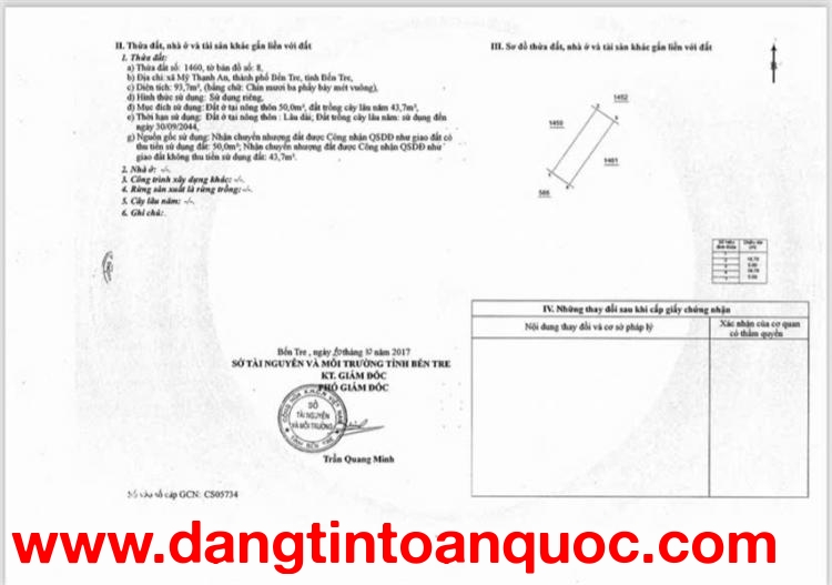 ĐẤT CHÍNH CHỦ - GIÁ TỐT - Xã Mỹ Thạnh An, TP Bến Tre, Tỉnh Bến Tre