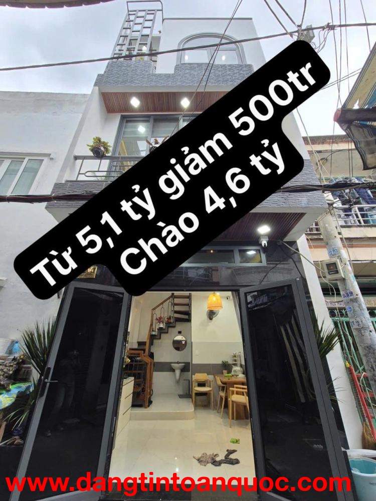 GIẢM BÁN NHANH CònỈ 4.6TỶ,Nhà Mới ĐÓN TẾT 3Tầng Ngang3.6m Hẻm thông Hòa Hảo-Nguyễn Tri Phương