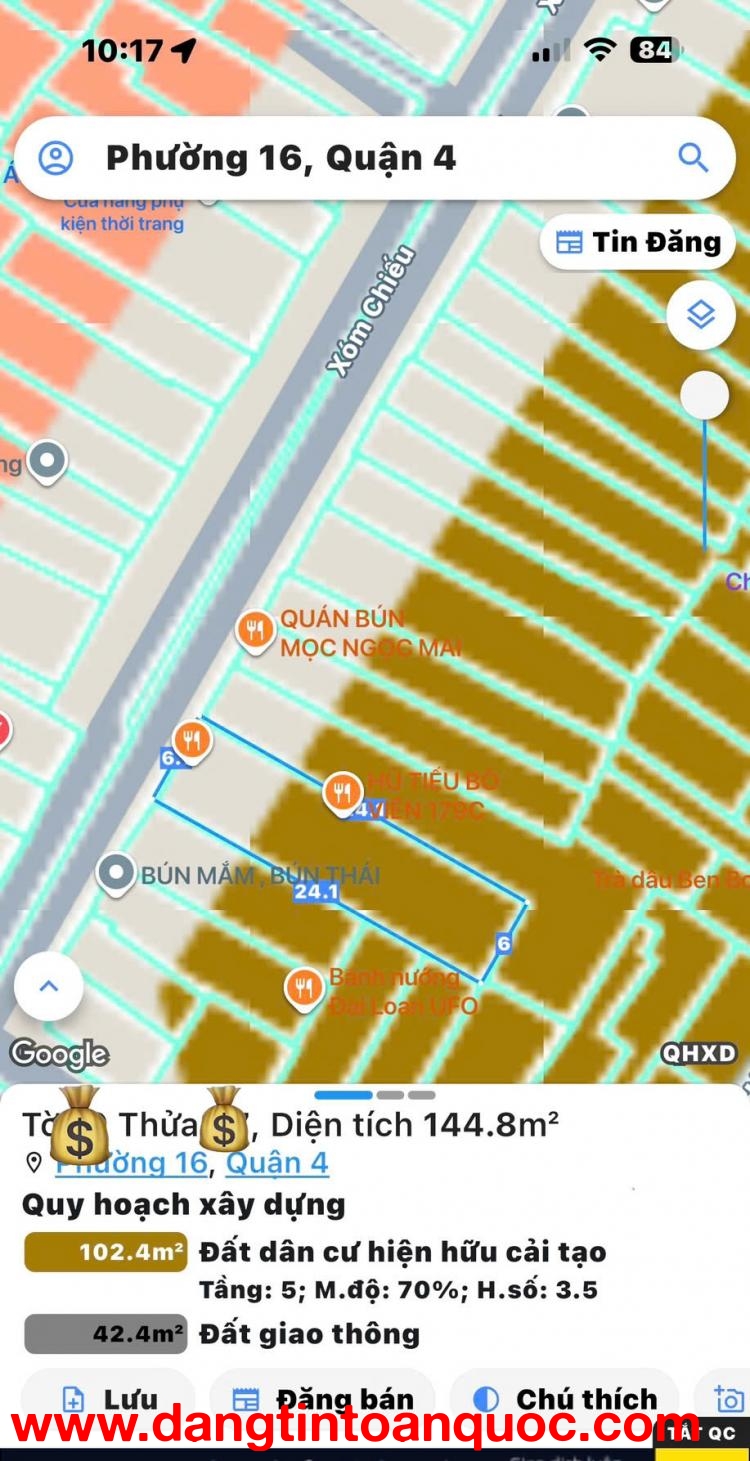 CHÍNH CHỦ CẦN BÁN NHÀ 2 TẦNG MTKD Đ.XÓM CHIẾU, QUẬN 4 - NGANG ĐẸP 6M*24M * LH GIANG GIANG: 093.86.76