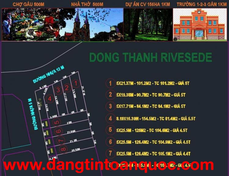 TIN VIP ĐỘC QUYỀN – 8 LÔ ĐẤT MẶT TIỀN ĐÔNG THẠNH, HÓC MÔN