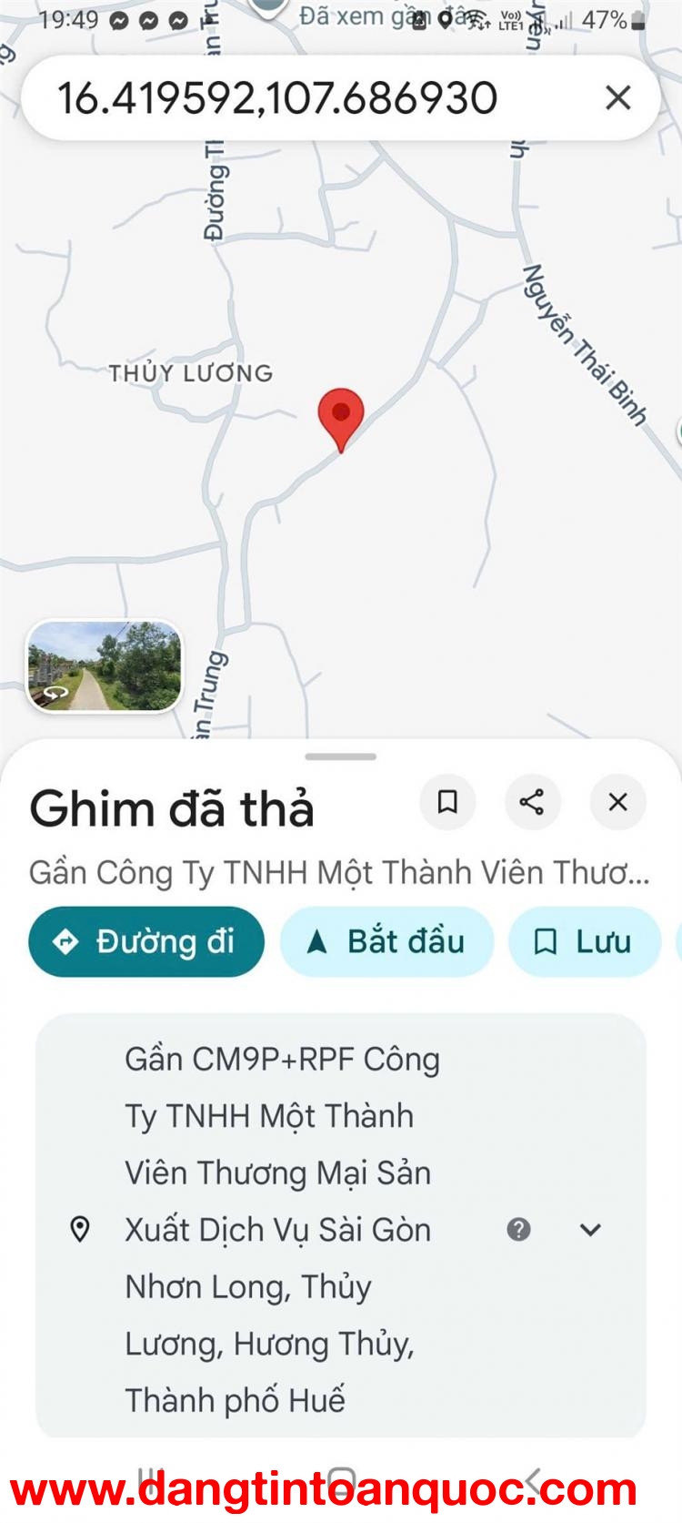 ĐẤT VỊ TRÍ ĐẸP – CHÍNH CHỦ CẦN BÁN Đất Tại Đường Bùi Huy Bích, Phường Phú Bài, Hương Thủy, TT. Huế.