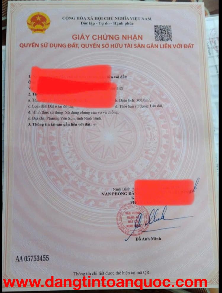 ĐẤT CHÍNH CHỦ - GIÁ ĐẦU TƯ CẦN BÁN NHANH LÔ ĐẤT TIỀM NĂNG TẠI TP Tam Điệp, tỉnh Ninh Bình