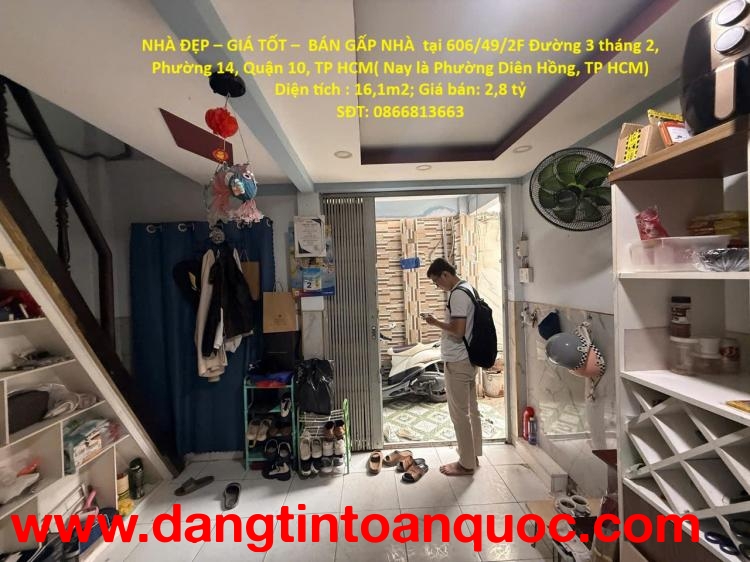NHÀ ĐẸP – GIÁ TỐT –  BÁN GẤP NHÀ  tại Phường 14, Quận 10, TP HCM