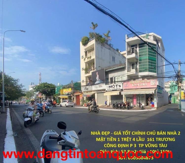 NHÀ ĐẸP - GIÁ TỐT CHÍNH CHỦ BÁN NHÀ 2 MẶT TIỀN 1 TRỆT 4 LẦU  161 TRƯƠNG CÔNG ĐỊNH P 3  TP VŨNG TÀU