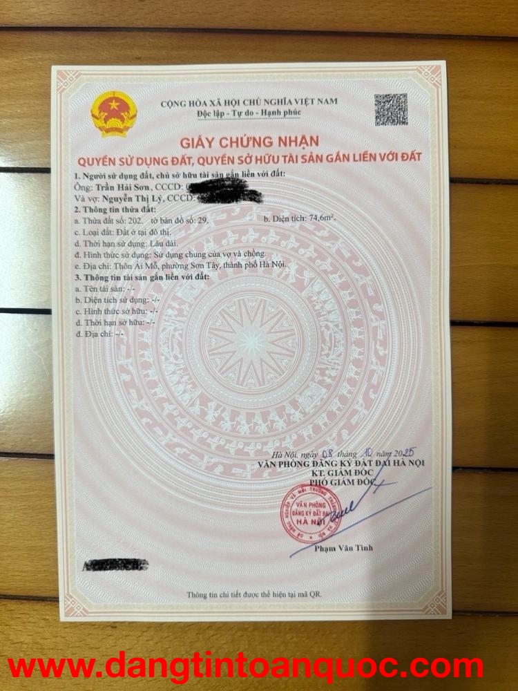 ĐẤT ĐẸP – GIÁ TỐT  – CHÍNH CHỦ CẦN BÁN 2 Lô Tại thôn Ái Mỗ, phường Sơn Tây, tp Hà Nội