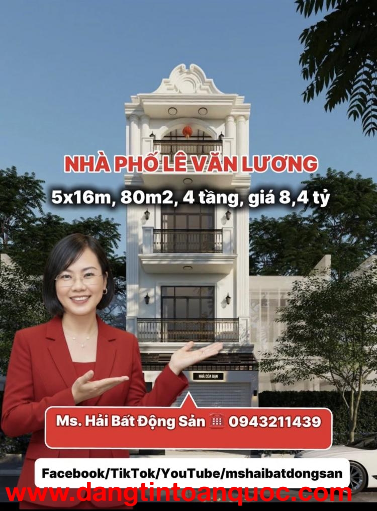 NHÀ PHỐ LÊ VĂN LƯƠNG, NHÀ BÈ – 5 X 16M – 1 TRỆT 2 LẦU + SÂN THƯỢNG – 3 MẶT THOÁNG - CHỈ 8,4 TỶ