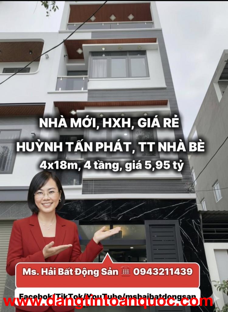 NHÀ MỚI HUỲNH TẤN PHÁT – NHÀ BÈ  XE HƠI TỚI NHÀ  FULL NỘI THẤT  GIÁ TỐT  GIÁ 5,95 TỶ