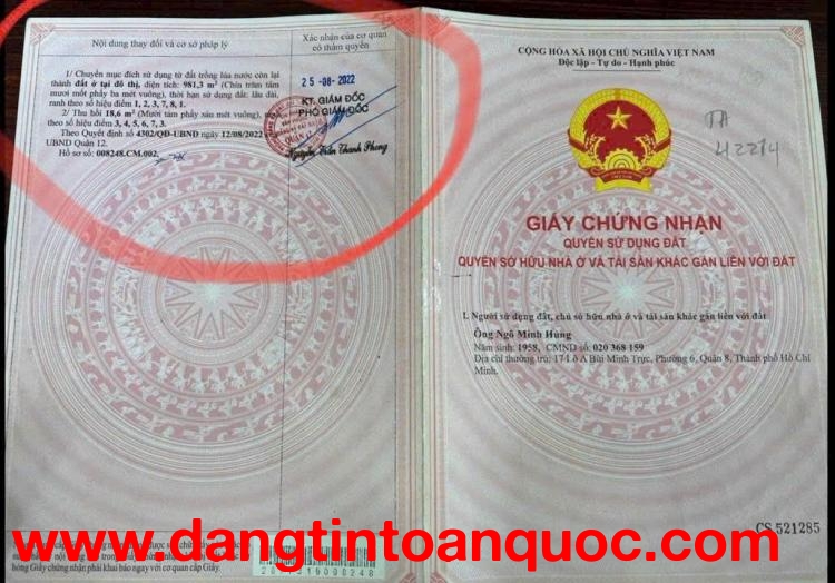 Lô Đất đẹp (17.5x55) Đường Lê Thị Riêng, P.Thới An, Quận 12 Giá Rẻ 33 tỷ