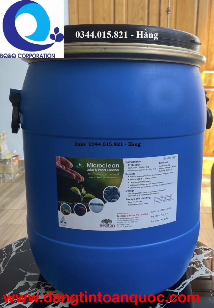 Microclean, menn vi sinh xử lý nước thải, mùn bã hữu cơ ao nuôi