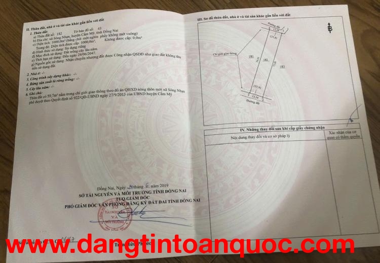 ĐẤT ĐẸP - ĐẦU TƯ SINH LỜI - Chính Chủ Bán Đất 2 Mặt Tiền Đường Tại Sông Nhạn, Cẩm Mỹ, Đồng Nai.