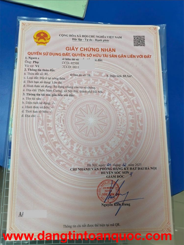 Cần Bán BÁN ĐẤT Sổ Đỏ Chính Chủ Vị Trí Đắc Địa Tại Thôn Nam Cương, Huyện Sóc Sơn, Hà Nội