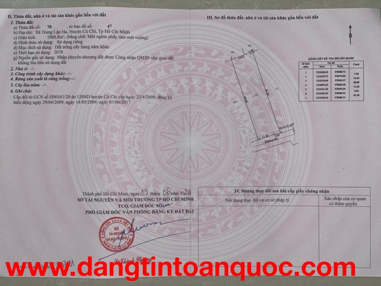 ĐẤT VỊ TRÍ ĐẸP  - GIÁ TỐT Cần bán nhanh 3 lô đất 2 mặt tiền tại huyện Củ Chi, TPHCM