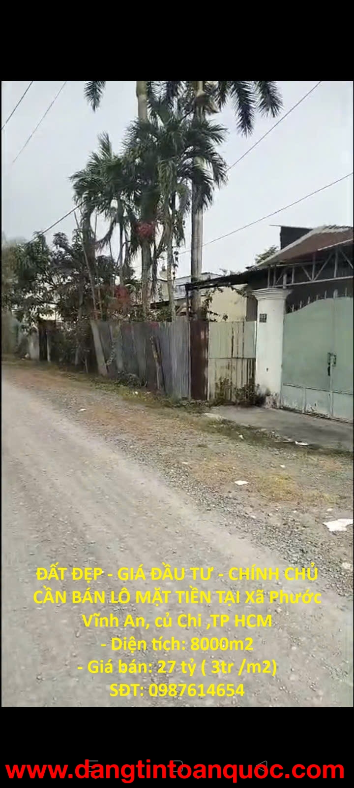 ĐẤT ĐẸP - GIÁ ĐẦU TƯ - CHÍNH CHỦ CẦN BÁN LÔ MẶT TIỀN TẠI Xã Phước Vĩnh An, củ Chi ,TP HCM