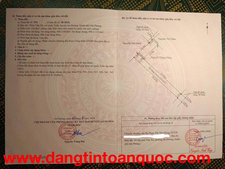 Bán lô đất đẹp tại Văn Xá – Quốc Tuấn – An Dương lô góc