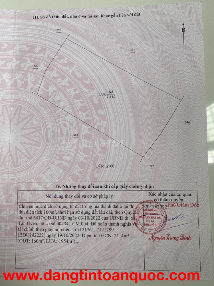 Chính chủ cần bán đất sổ hồng riêng - diện tích lớn - vị trí tiềm năng cao tại Phường Tân Đông Hiệp,