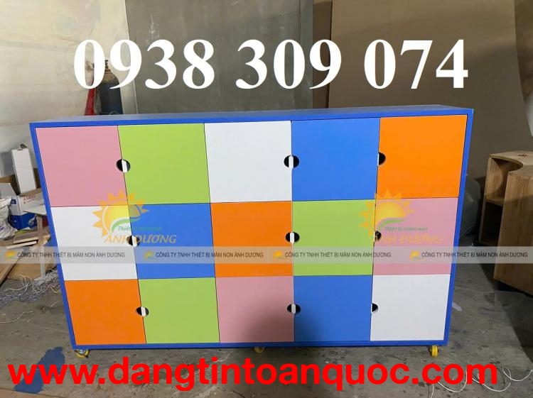 Tủ đựng cặp dép mầm non MDF, kệ đựng cặp mầm non