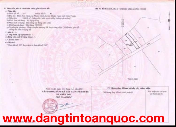 CHÍNH CHỦ BÁN ĐẤT ĐẸP ĐẦU TƯ NGHỈ DƯỠNG & SINH LỜI TẠI  Xã Phước Định, Thuận Nam