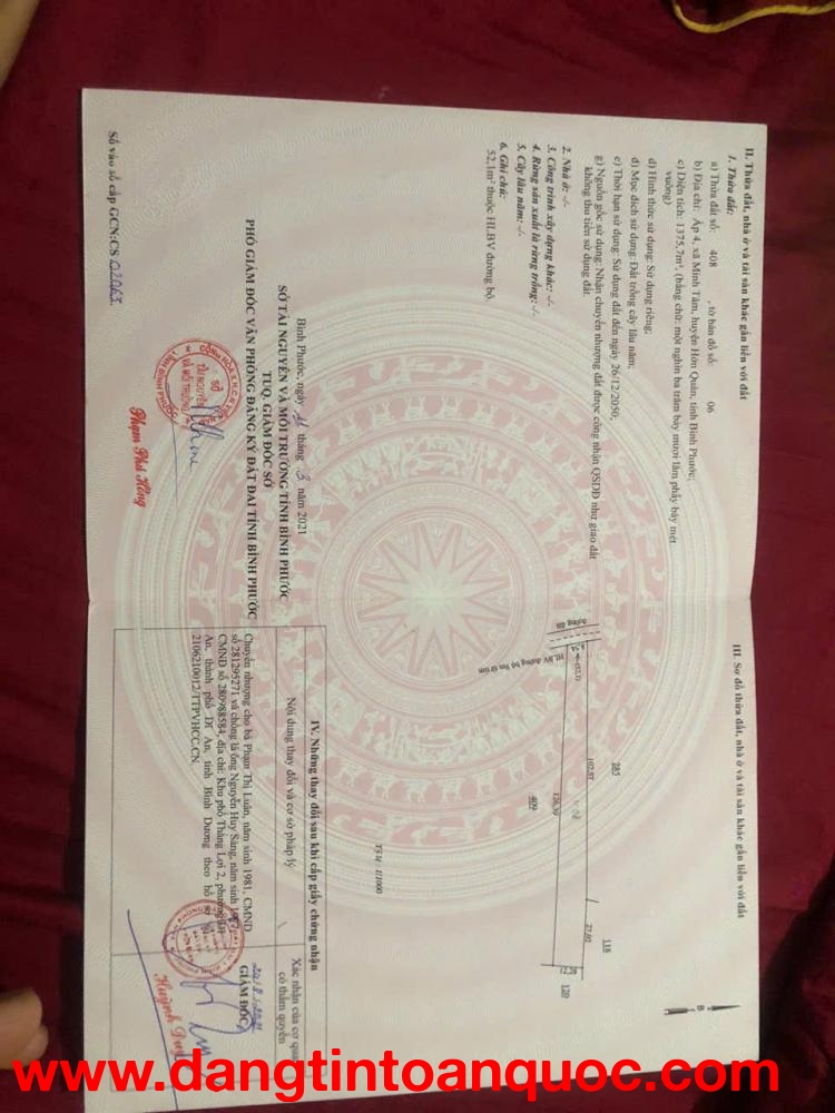 SỔ HỒNG RIÊNG – PHÁP LÝ CHUẨN – BÌNH PHƯỚC