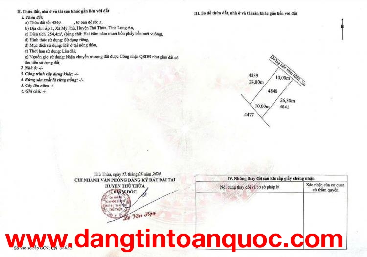 ĐẤT ĐẸP – GIÁ TỐT  – CHÍNH CHỦ CẦN BÁN GẤP tại Xã Mỹ Phú, Thủ Thừa, Long An